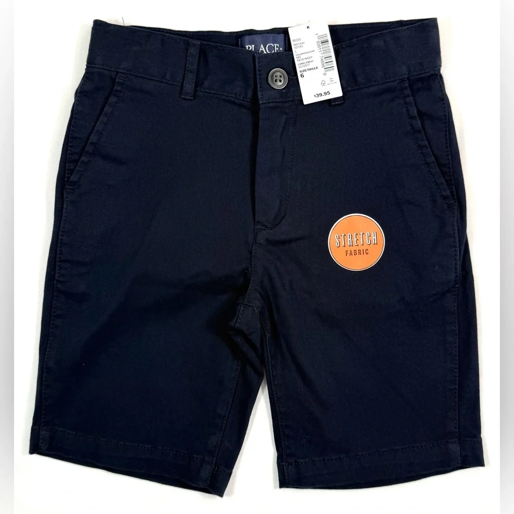 NWT THE CHILDREN’S PLACE Boys’ Navy Blue Stretch Uniform Chino Shorts Size‎ 6